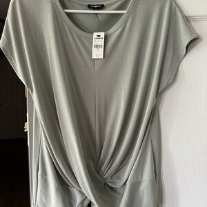 Express Green Twist Front Blouse